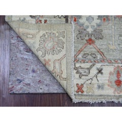 3'x4'9" Stone Gray Hand Knotted Afghan Angora Oushak Floral Pattern Wool Rug