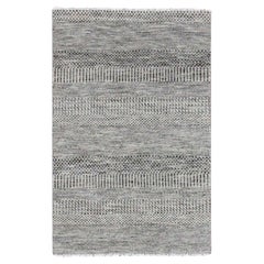 3'x4'9" Sturm grau ungefärbt natürliche Wolle Gras Design handgeknüpft Orientteppich
