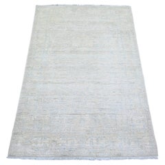 3'x4'9" White Wash Peshawar Wool Hand Knotted Oriental Rug