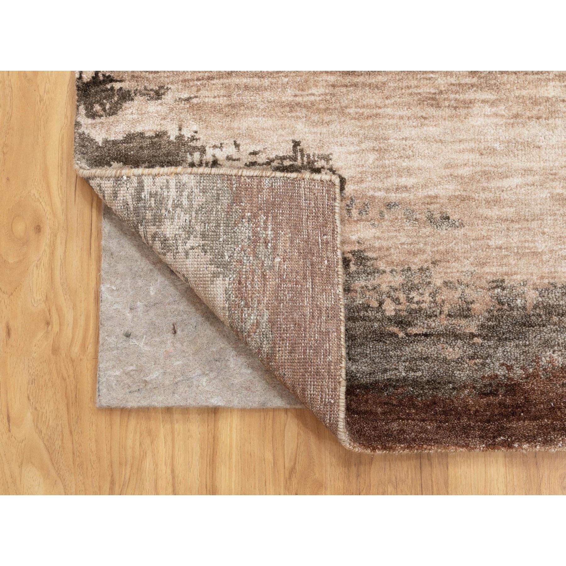 3'x5' Abstraktes Design Wolle und Seide Handgeknüpft Moderner Orientteppich (Indisch) im Angebot