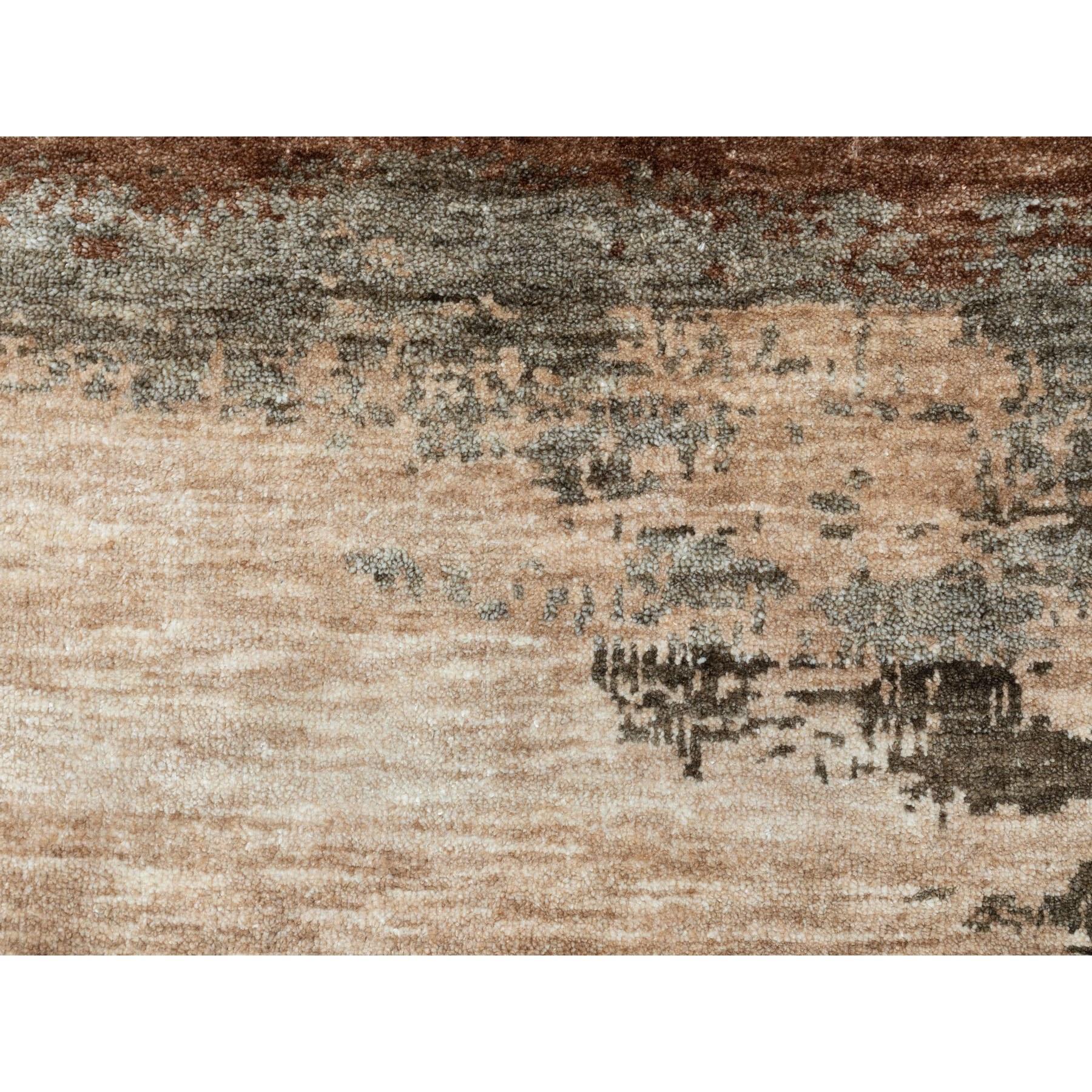 3'x5' Abstraktes Design Wolle und Seide Handgeknüpft Moderner Orientteppich (21. Jahrhundert und zeitgenössisch) im Angebot