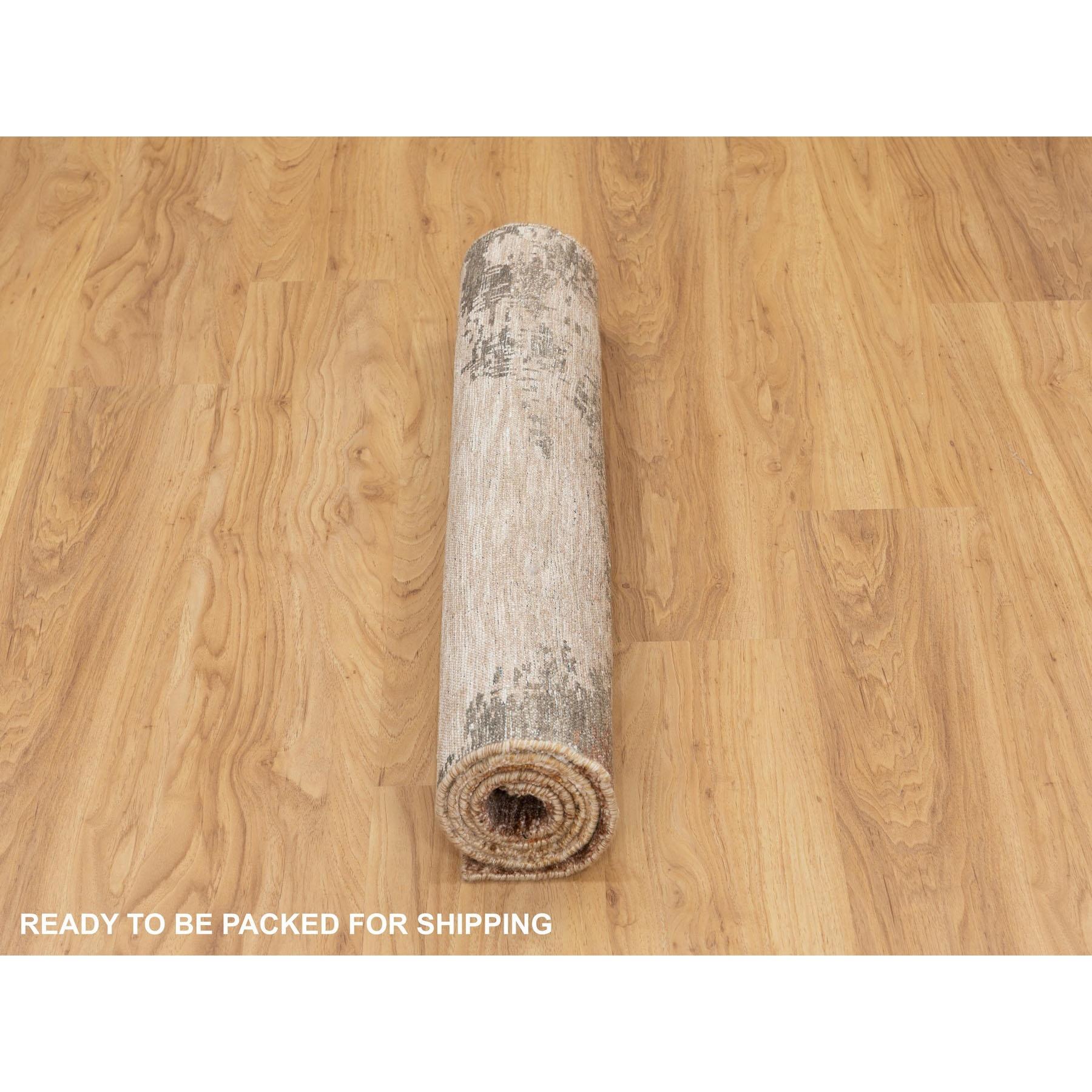 3'x5' Abstraktes Design Wolle und Seide Handgeknüpft Moderner Orientteppich im Angebot 1