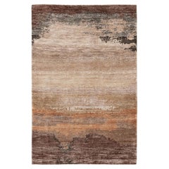 3'x5' Abstract Design Wool And Silk Hand Knotted Modern Oriental Rug