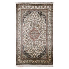 3'x5' Alabaster White Hand Knotted Silk Intricate Medallion Design Rug