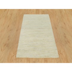 3'x5' Alabaster White Lori Buft Gabbeh Plaib Design Wool Hand Knotted Rug