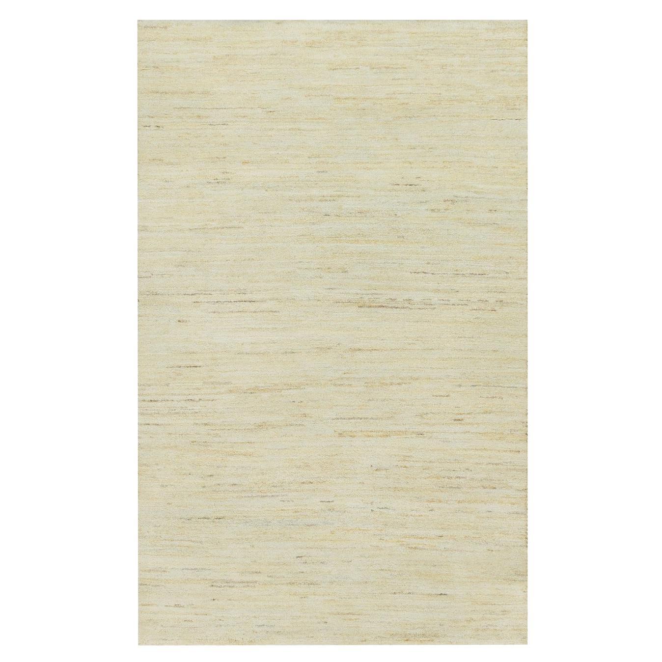 3
x5
 Alabaster White Lori Buft Gabbeh Plaib Design Wool Hand Knotted Rug For Sale