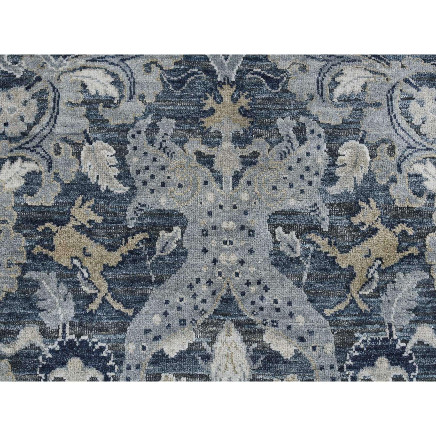 3'x5' Arsenic Gray Hand Knotted Silk with Wool Blossom Design Rug en Nuevo estado para la venta en Carlstadt, NJ