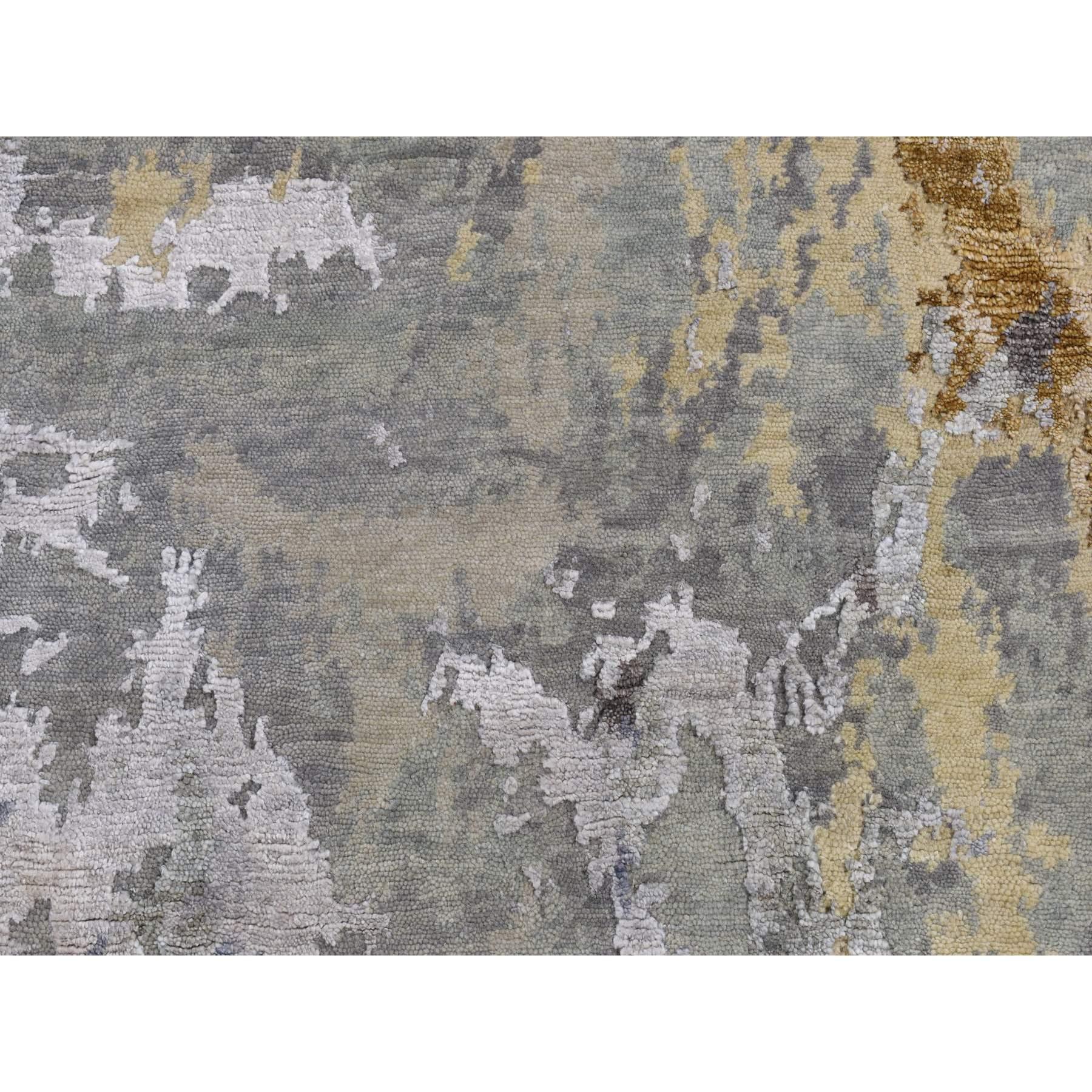 3'x5' Battleship Gray Abstract Design Wool and Silk Hand Knotted Rug en Nuevo estado para la venta en Carlstadt, NJ