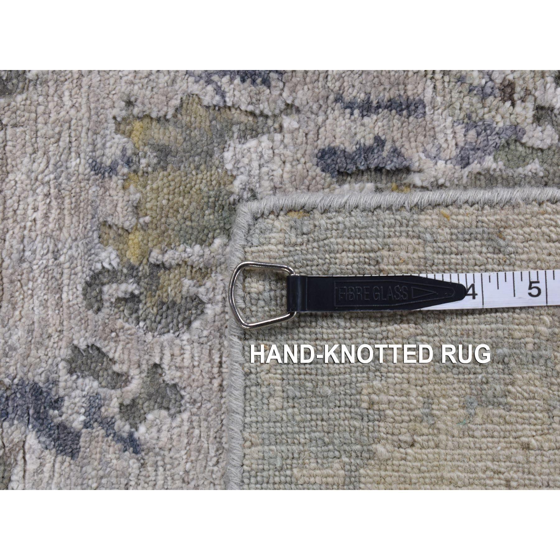 3'x5' Battleship Gray Abstract Design Wool and Silk Hand Knotted Rug en venta 1