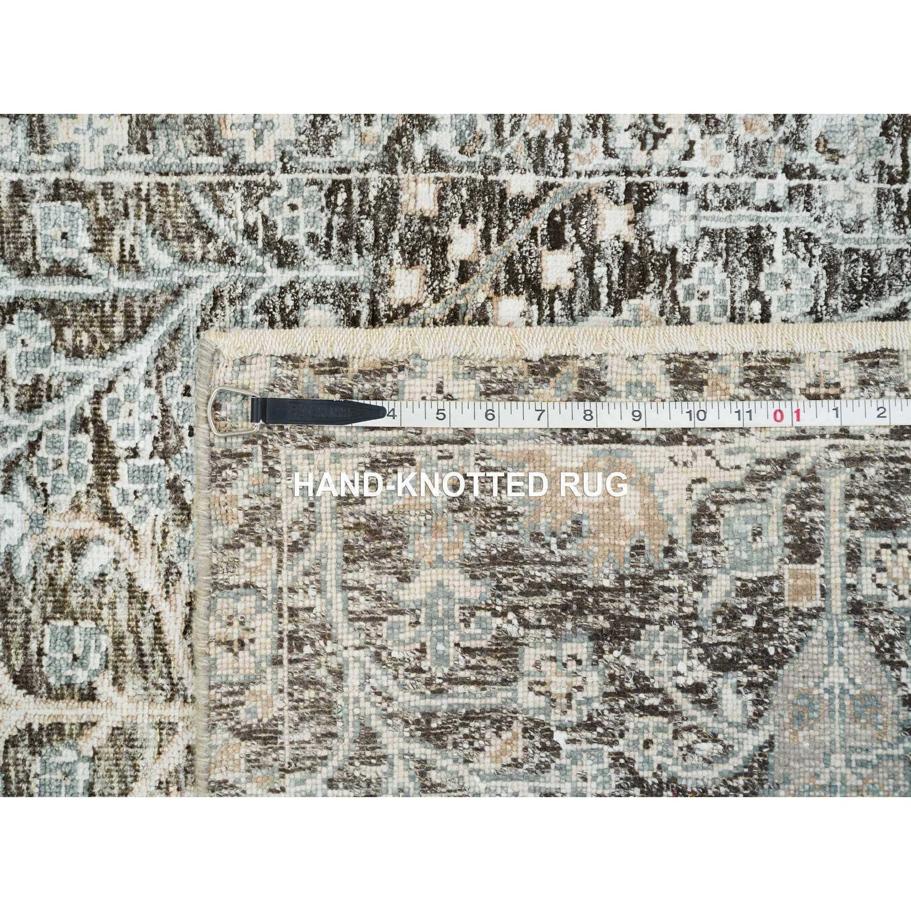 Seta Tappeto 3'x5' con salice nero e disegno di cipresso in seta e lana annodato a mano in vendita