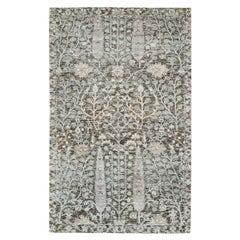 3'x5' Black Willow and Cypress Tree Design Silk with Wool Hand Knotted Rug