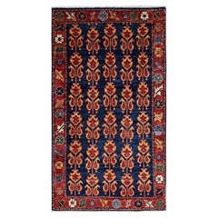 3'x5' Blue Northwest Zoroastrian Design Hand Knotted Pure Wool Aryana Grade Rug