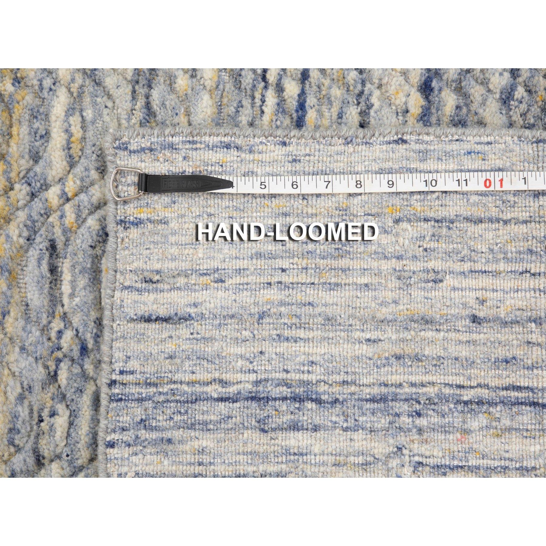 3'x5' Alfombra oriental moderna de pura lana tejida a mano con diseño de texto variegado azul Lana en venta