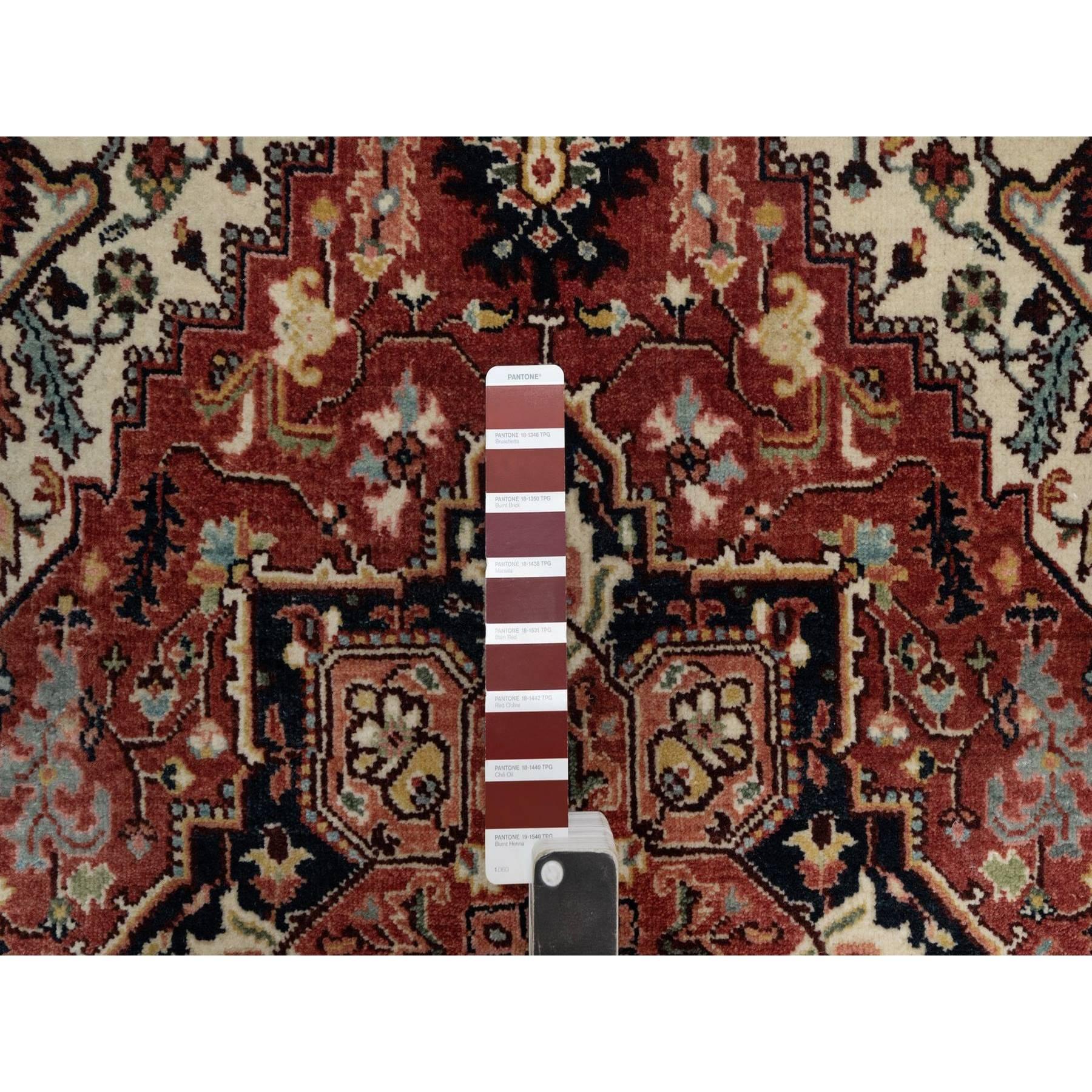Indian 3'x5' Brick Red Antiqued Fine Heriz Re-Creation Hand Knotted Soft Wool Rug For Sale