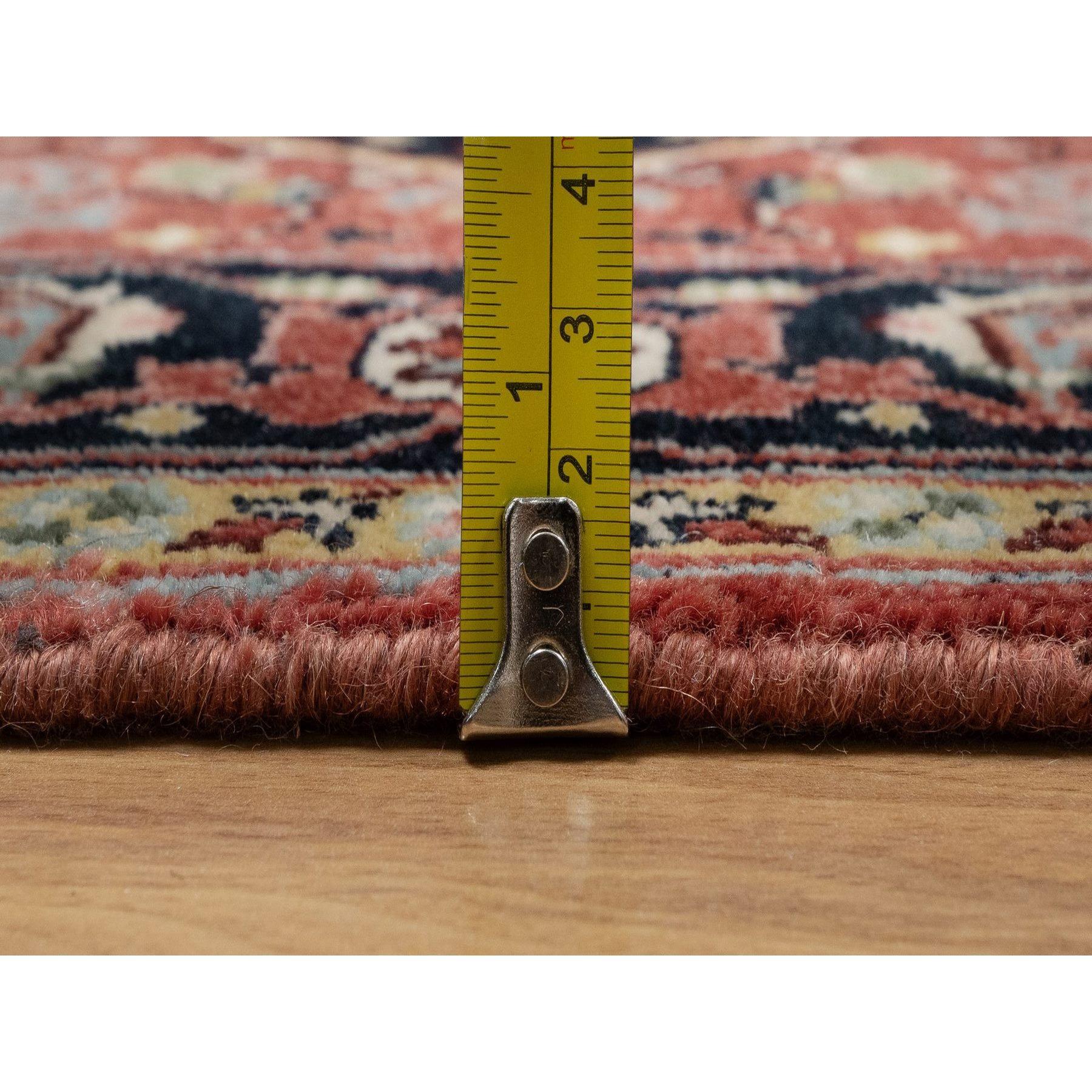 Contemporary 3'x5' Brick Red Antiqued Fine Heriz Re-Creation Hand Knotted Soft Wool Rug For Sale