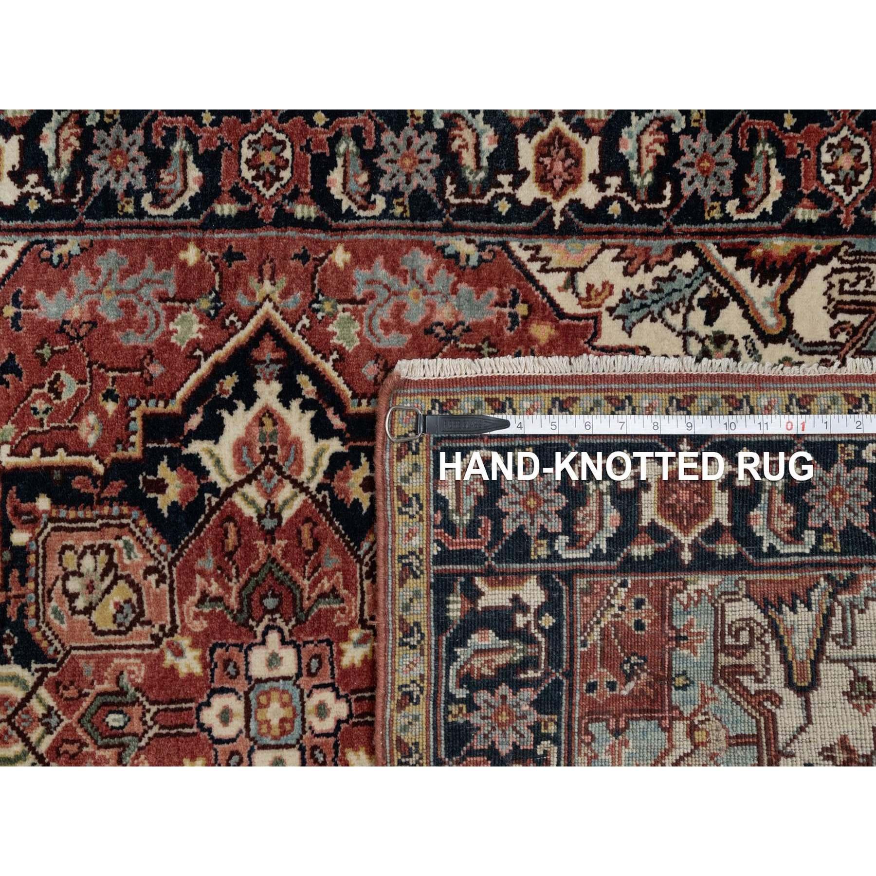 3'x5' Brick Red Antiqued Fine Heriz Re-Creation Hand Knotted Soft Wool Rug For Sale 1