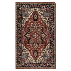 3'x5' Brick Red Antiqued Fine Heriz Re-Creation Hand Knotted Soft Wool Rug