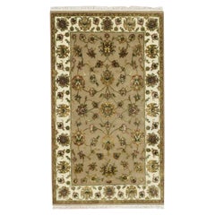 3
x5
 Braun Rajasthan Blatt Design Hand geknüpft Wolle und Seide Orientteppich