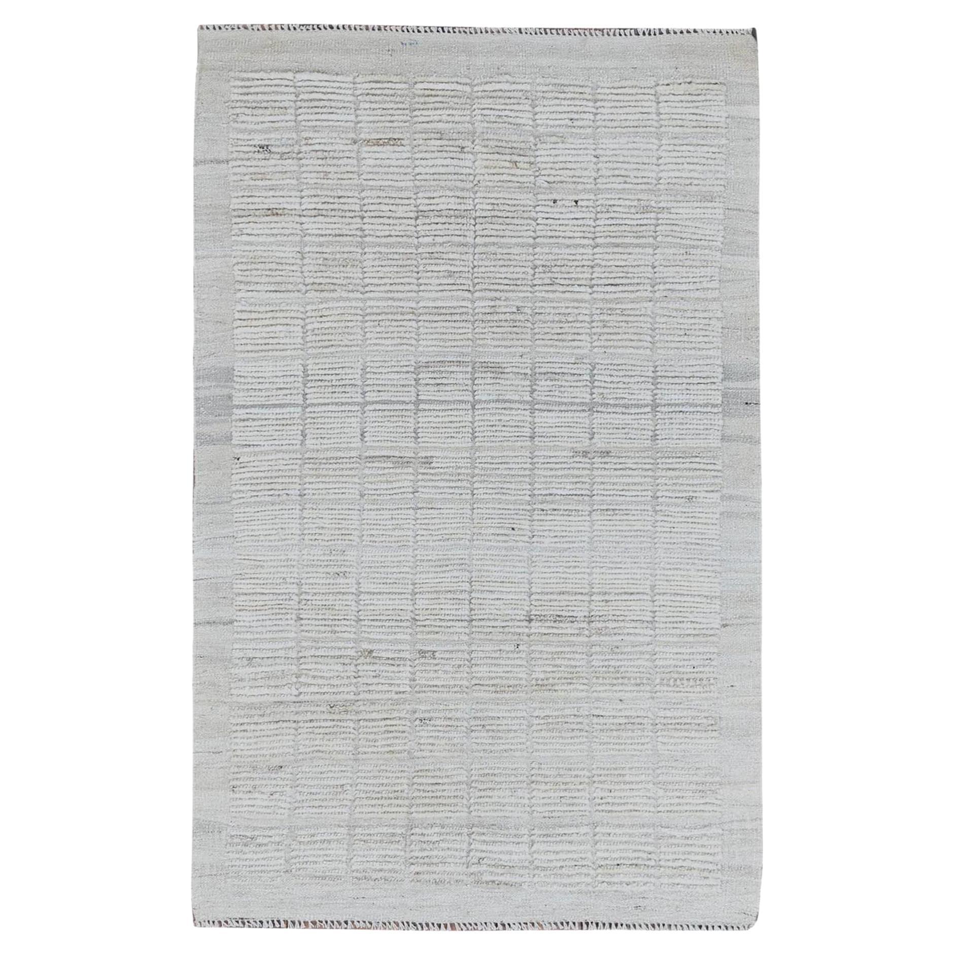 3
x5
 Chiffon Weiß Marokkanische Webart mit Box Design Handgeknüpfter Wollteppich