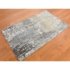 3'x5' Citadel Blue Abstract Design Persian Knot Denser Weave Oriental Rug
