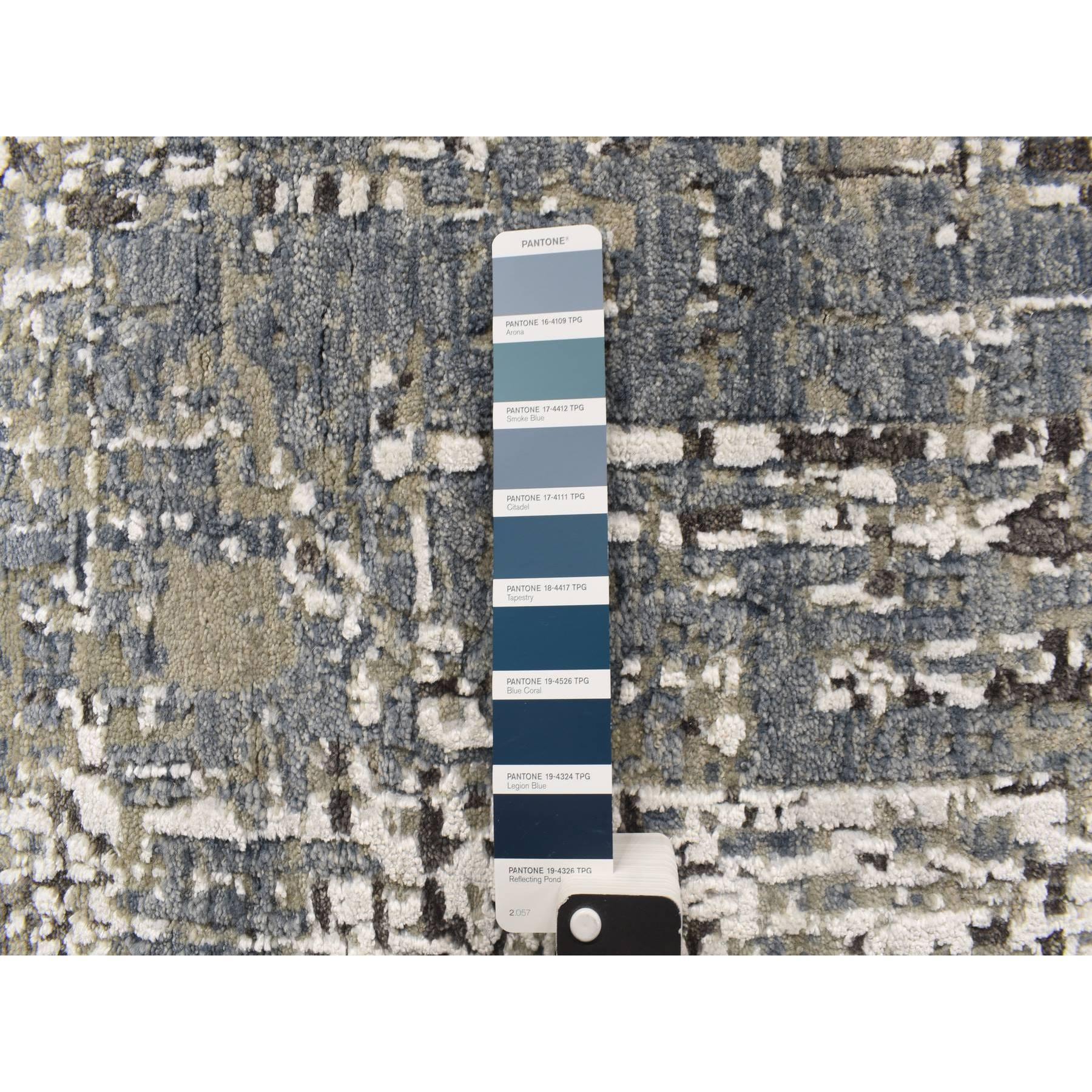 3'x5' Citadel Blue Abstract Design Persian Knot Denser Weave Oriental Rug Moderno en venta