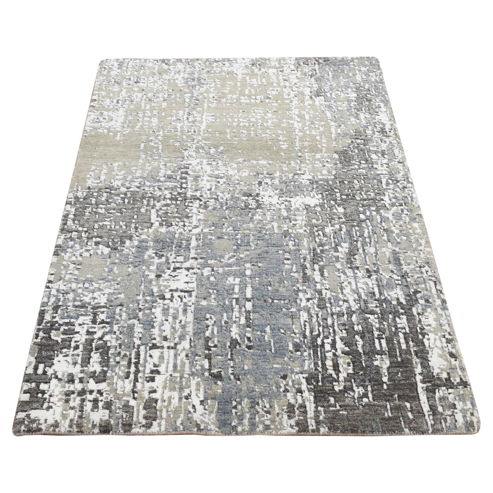 3'x5' Citadel Blue Abstract Design Persian Knot Denser Weave Oriental Rug