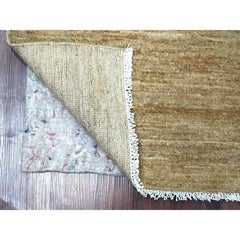 3'x5' Coffee Brown Plain Solid Pattern Hand Knotted Ghazni Wool Oriental Rug