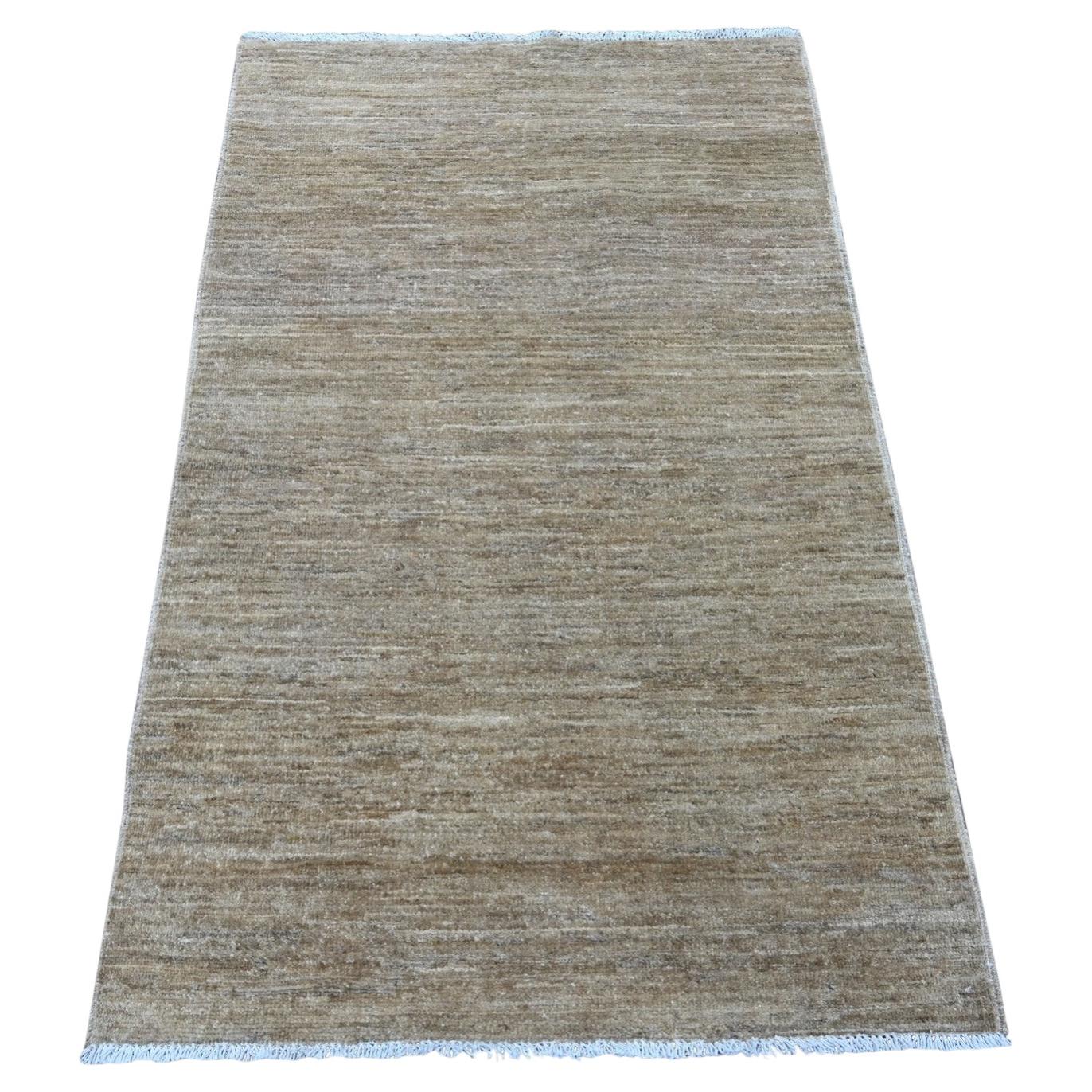 3'x5' Coffee Brown Plain Solid Pattern Hand Knotted Ghazni Wool Oriental Rug