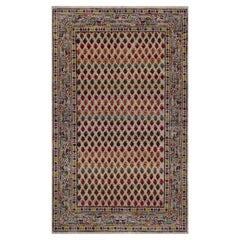 3'x5' Colorful Hand Knotted Repetitive Boteh Design Wool & Sari Silk Rug