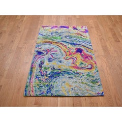 3'x5' Colorful Sari Silk with Textured Wool The Lava Design Hand Knotted Rug