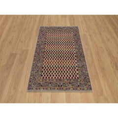 3'x5' Colorful Sarouk Mir Inspired Hand Knotted Wool & Silk Oriental Rug