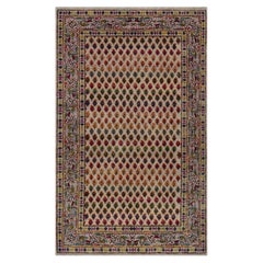 3'x5' Colorful Sarouk Mir Inspired Hand Knotted Wool & Silk Oriental Rug