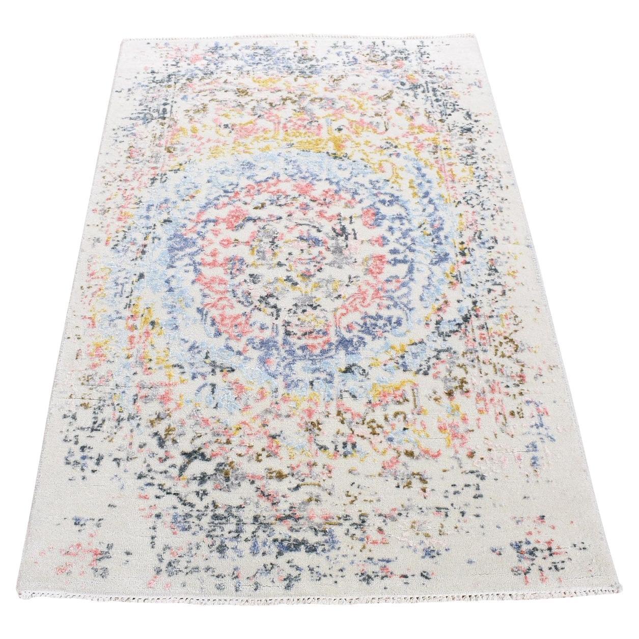 3
x5
 Colorful, Wool and Silk Hand Knotted, Modern Galaxy Design, Rug For Sale