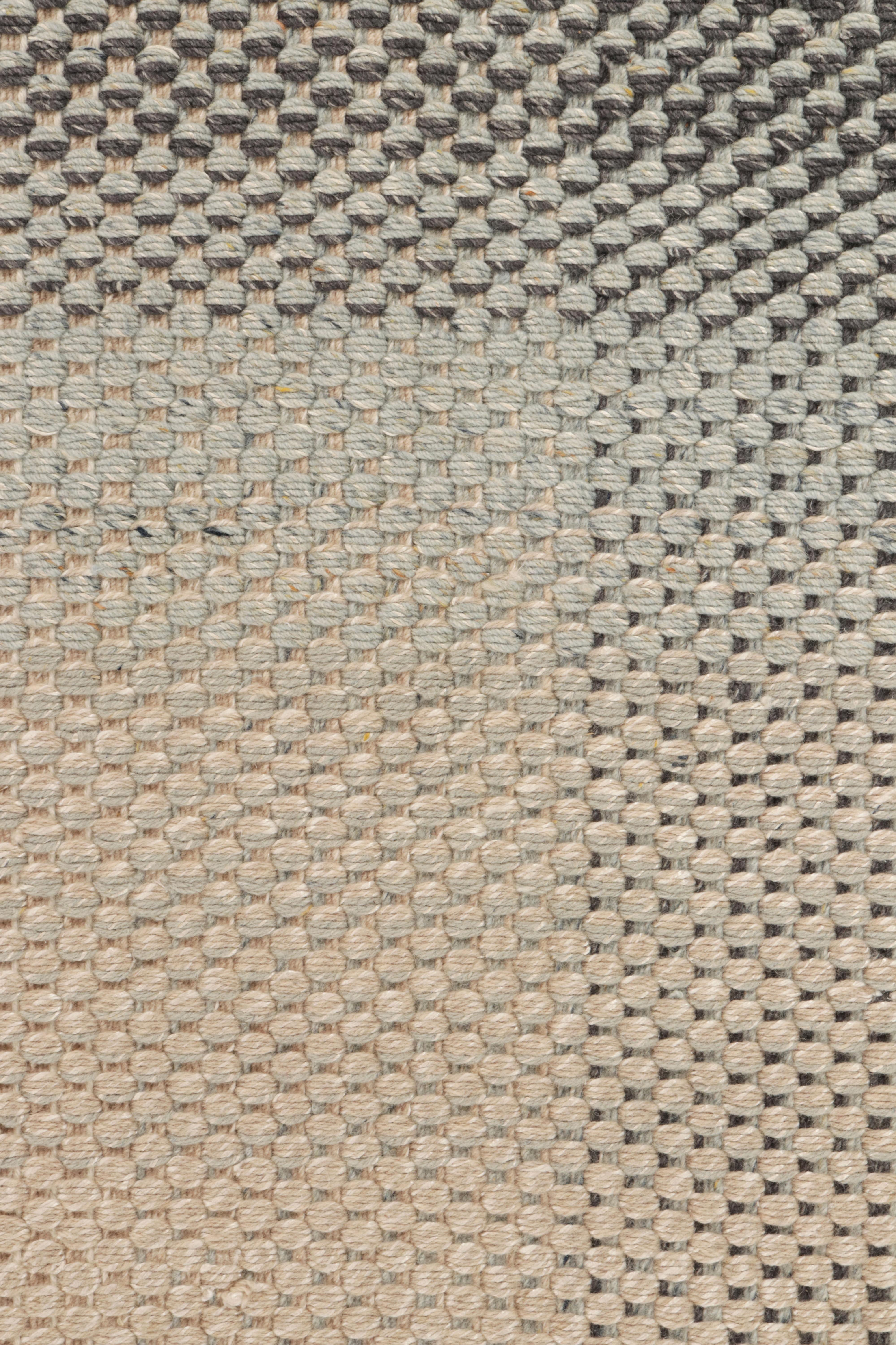 Zeitgenössischer Teppich und Kelim-Teppich in Beige, Blau und Schwarz (Handgeknüpft) im Angebot