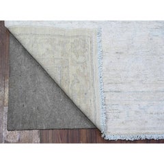 3'x5' Delicate White 100% Wool Hand Knotted Washed Out Peshawar Oriental Rug