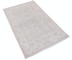 3x5 ft Beige New Turkish Small Rug. Hand Knotted Accent Rug. 100% Wool