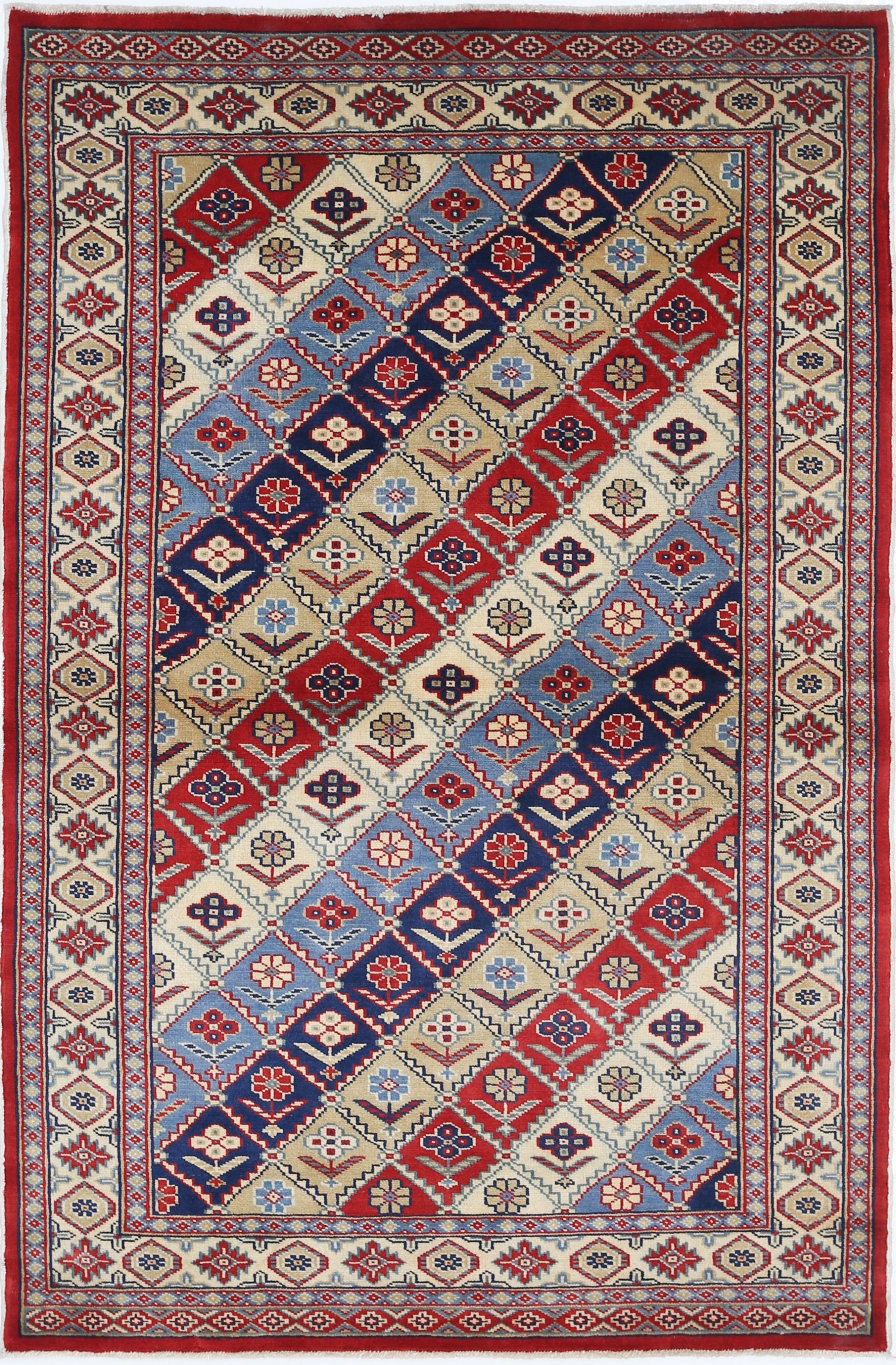 3x5 ft Colorful Handmade Tribal Accent Rug. Hand Knotted Turkish Wool Rug For Sale