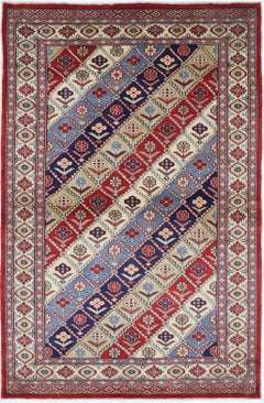 3x5 ft Colorful Handmade Tribal Accent Rug. Hand Knotted Turkish Wool Rug