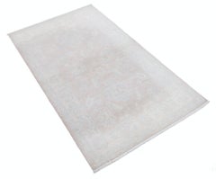 3x5 ft Hand Knotted Turkish Accent Rug in Soft Tones. 100% Wool. Beige Small Rug