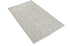 3x5 ft Traditional Hand Knotted Accent Rug. Floral Wool Area Rug in Soft Tones