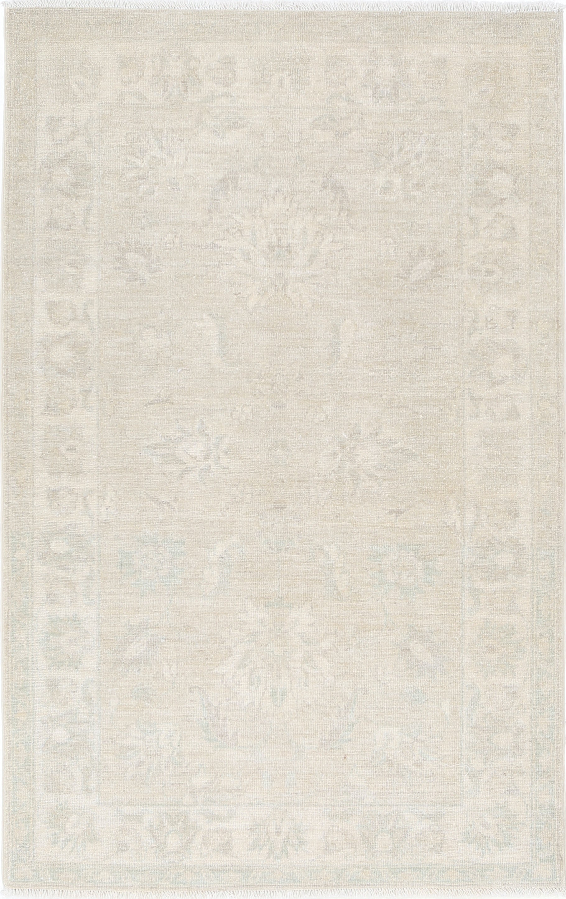 3x5 ft Traditional Hand Knotted Accent Rug. Floral Wool Area Rug in Soft Tones