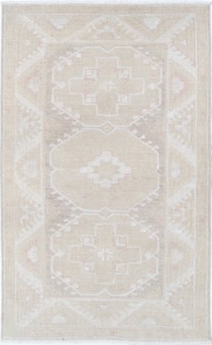 3x5 ft Traditional Handmade Accent Rug. Handknotted Geometric Area Rug. All Wool
