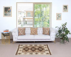 3x5 Ft Vintage Hand-woven Kilim. 100% Natural Wool. Flat-weave Rug