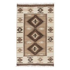 3x5 Ft Vintage Handgewebter Kelim. 100% natürliche Wolle. Flachgewebe-Teppich