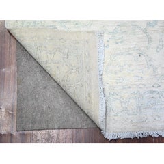 3'x5' Gainsboro Gray Pure Wool White Wash Peshawar Hand Knotted Rug