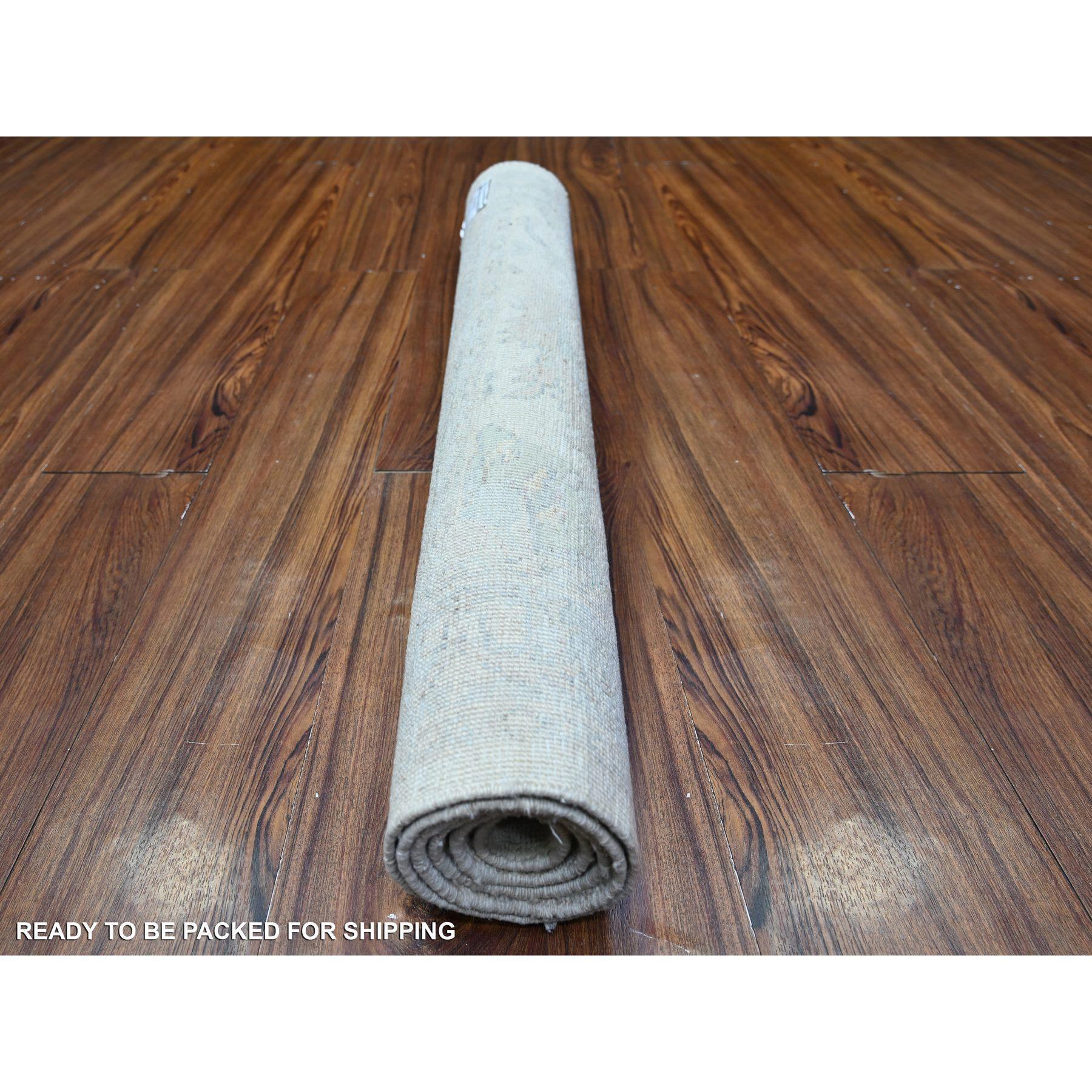 3'x5' Gainsboro Gray Pure Wool White Wash Peshawar Hand Knotted Rug (Afghanisch) im Angebot