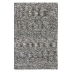3'x5' Graphitgrau Gras Design Reine ungefärbte Wolle Handgeknüpft Orientteppich