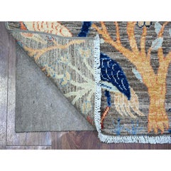 3'x5' Alfombra Oriental de Lana Peshawar Anudada a Mano Gray Birds Paradise