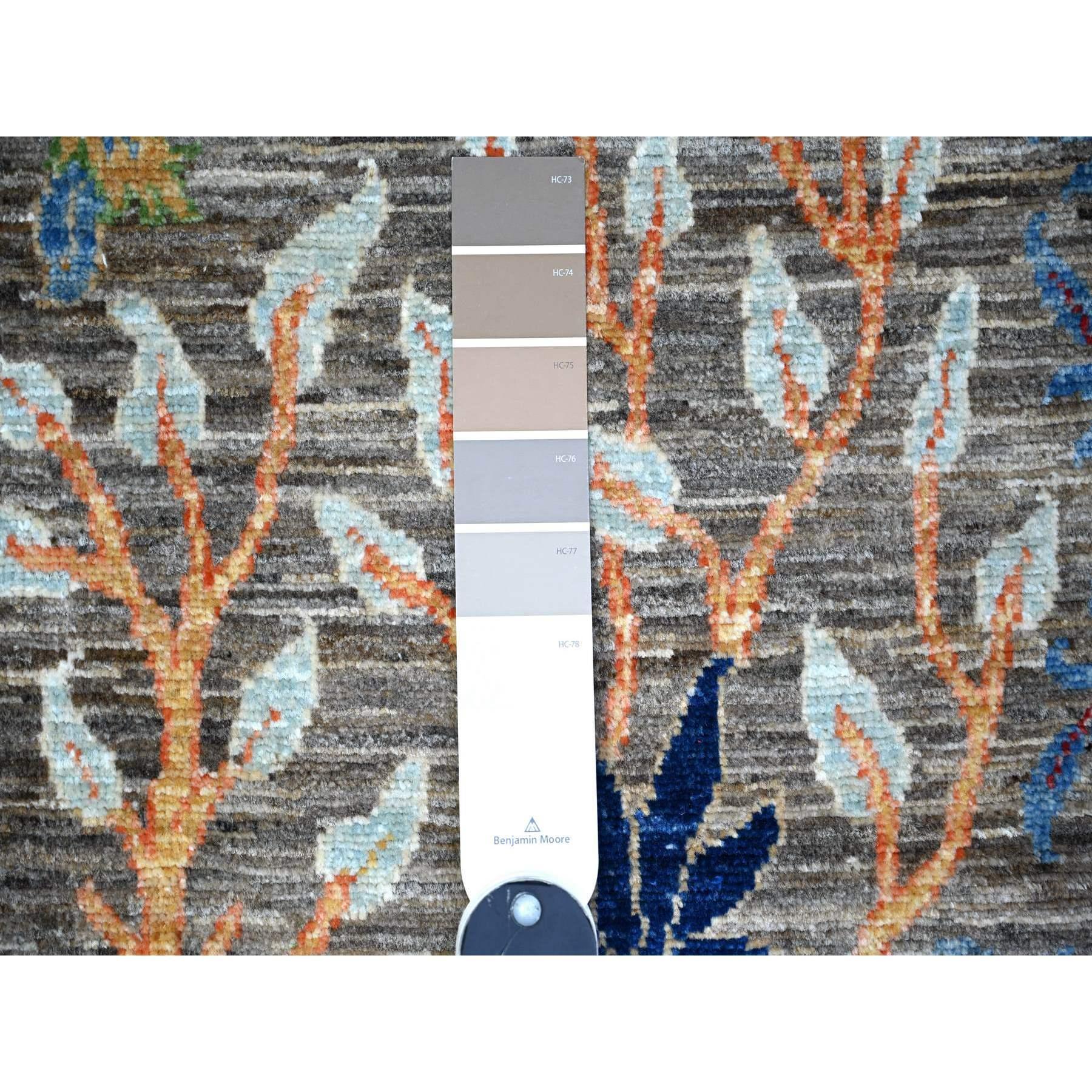 3'x5' Alfombra Oriental de Lana Peshawar Anudada a Mano Gray Birds Paradise Oushak en venta