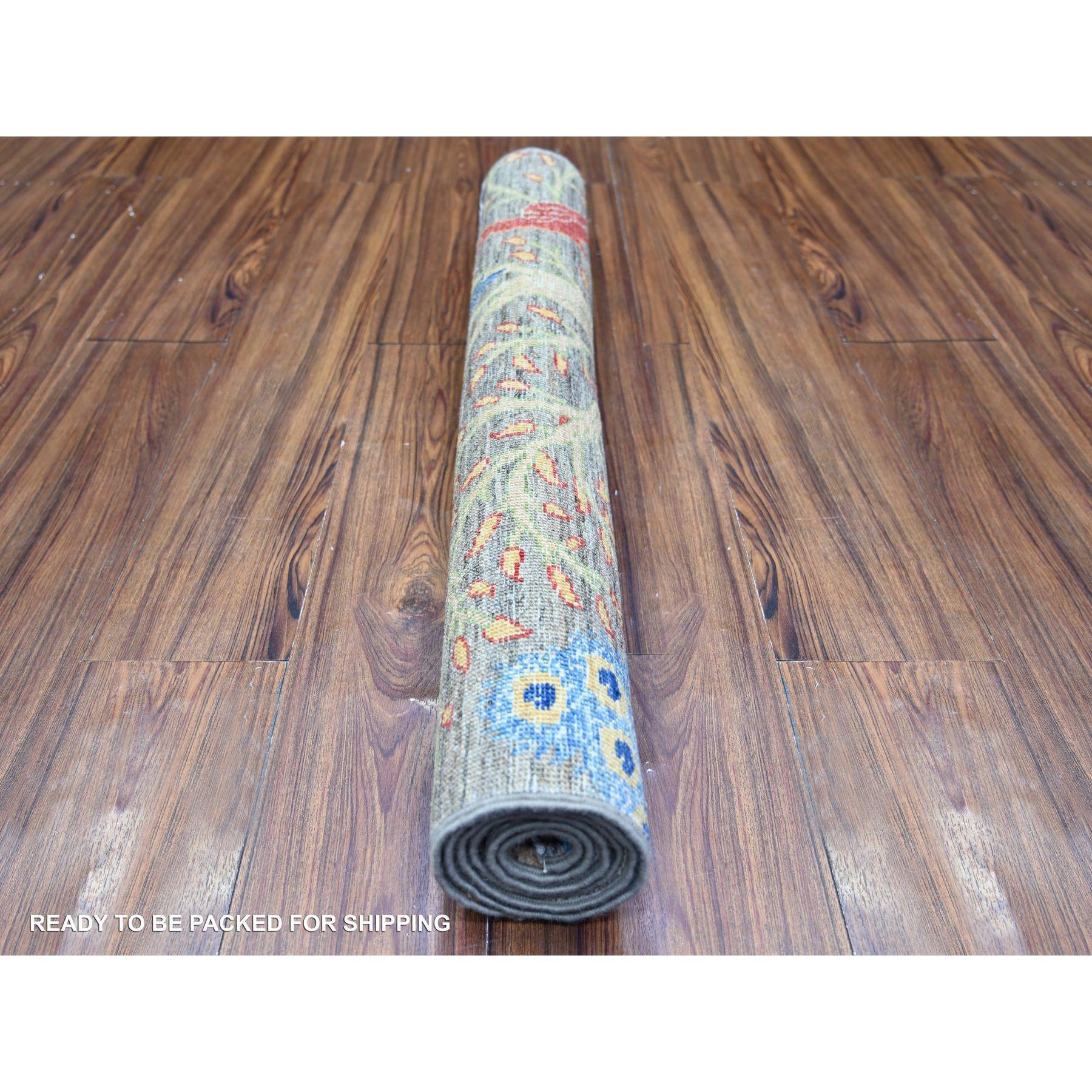 3'x5' Alfombra Oriental de Lana Peshawar Anudada a Mano Gray Birds Paradise Afgano en venta
